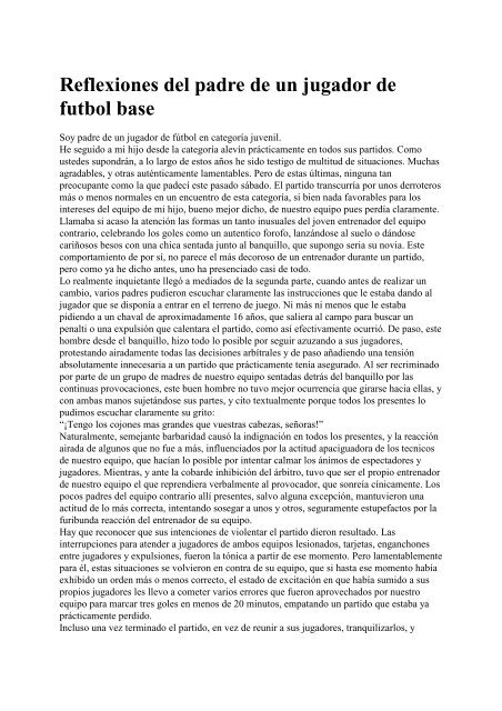 Reflexiones del padre de un jugador - Título de la página Reflexiones del padre de un jugador - Título de la página