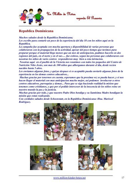 Un Millón de Niños rezando El Rosario - Million kinder beten