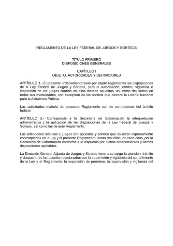 Reglamento de la Ley Federal de Juegos y Sorteos - Registro de ...