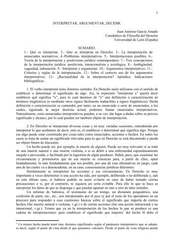 García Amado, Juan Antonio, "Interpretar, argumentar, decidir" - Inicio