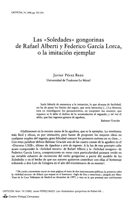 Las «Soledades» gongorinas de Rafael Alberti y Federico García ...