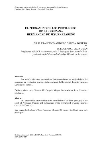 El pergamino de los privilegos de Jesús Nazareno - Centro de ...