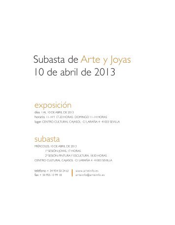 Subasta de Arte y Joyas 10 de abril de 2013 - Arte, Información y ...