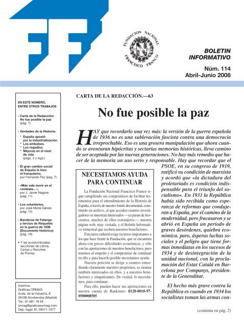 No Fue Posible La Paz Fundacion Nacional Francisco Franco