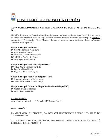 pleno ordinario, día 31 - Concello de Bergondo