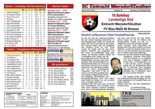 10.Spieltag Landesliga Süd - SC Eintracht Miersdorf Zeuthen 1912 eV