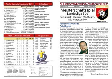 Meisterschaftsspiel - SC Eintracht Miersdorf Zeuthen 1912 eV