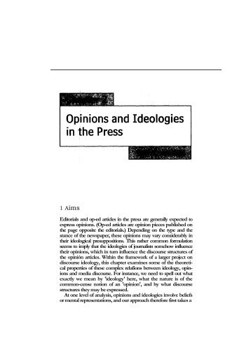 Opinions and Ideologies in the Press - Website of Teun A. van Dijk
