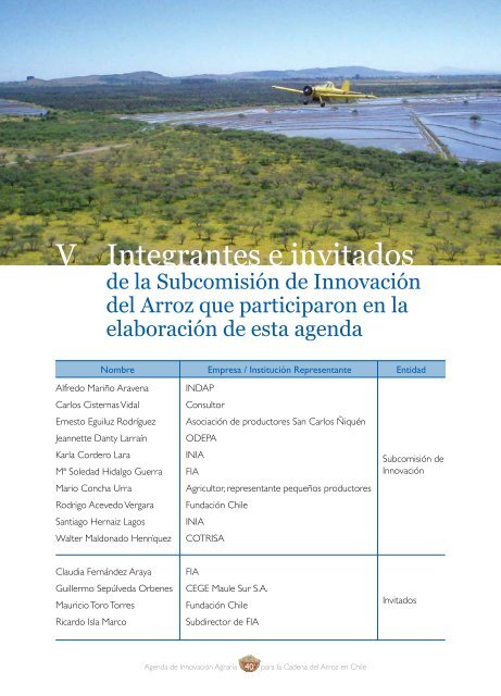 Agenda de Innovación Agraria para la Cadena del Arroz en Chile - Fia