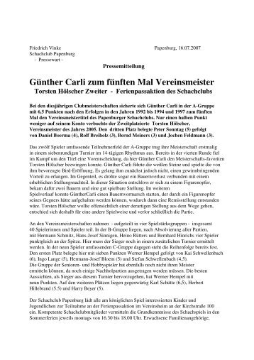 Günther Carli zum fünften Mal Vereinsmeister