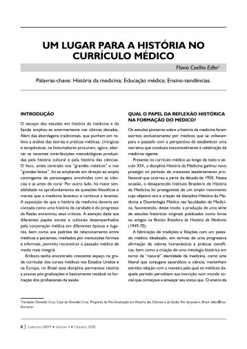 Um Lugar para a História no Currículo Médico - Associação ...