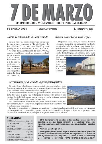 nº 40 Febrero 2010 - Fuente Carreteros