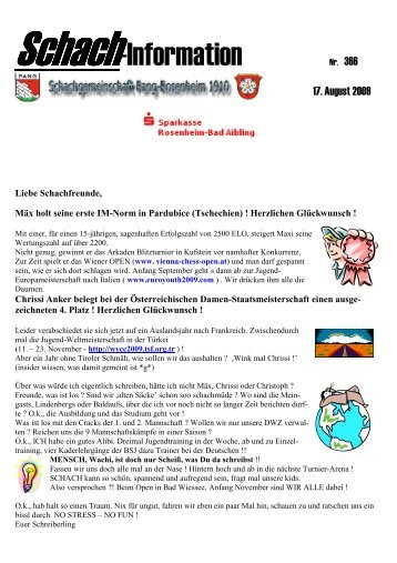 Schachinfo 366-17-08-2009 - Schachgemeinschaft-Pang-Rosenheim