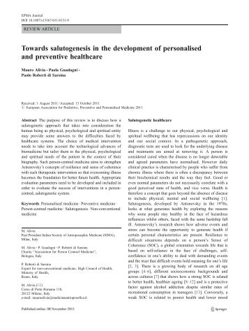 Towards salutogenesis in the development of personalised and ...