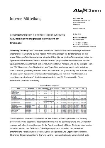 AlzChem sponsert größtes Sportevent am Chiemsee