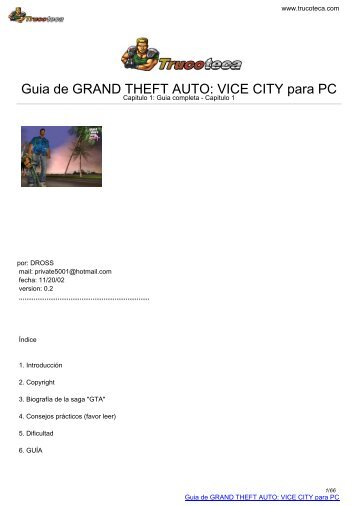 Guia de GRAND THEFT AUTO: VICE CITY para PC - Trucoteca.com