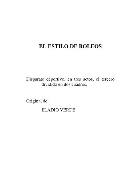 EL ESTILO DE BOLEOS - Eladio Verde - Obras completas