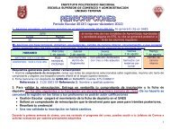 CALENDARIO DE REINSCRIPCIONES - Autoriawcm.ipn.mx