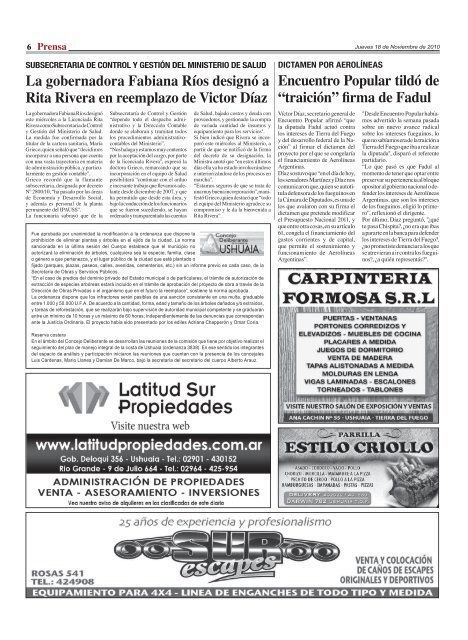 Edición 2368 Jueves 18 de Noviembre de 2010 CS3 ... - Diario Prensa