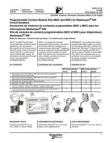 Programmable Contact Module Kits (M2C and ... - Schneider Electric