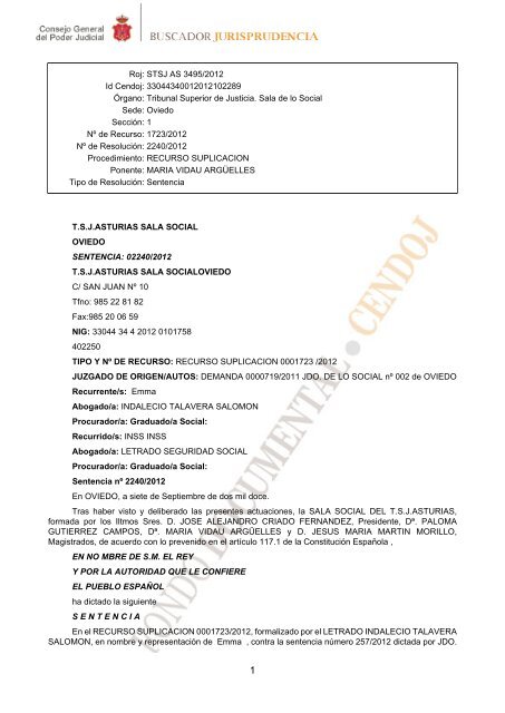 Sentencia del TSJ de Asturias 7-09-2012 - Observatorio Estatal de ...
