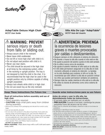 WARNING - Safety 1st - Dorel Juvenile Group