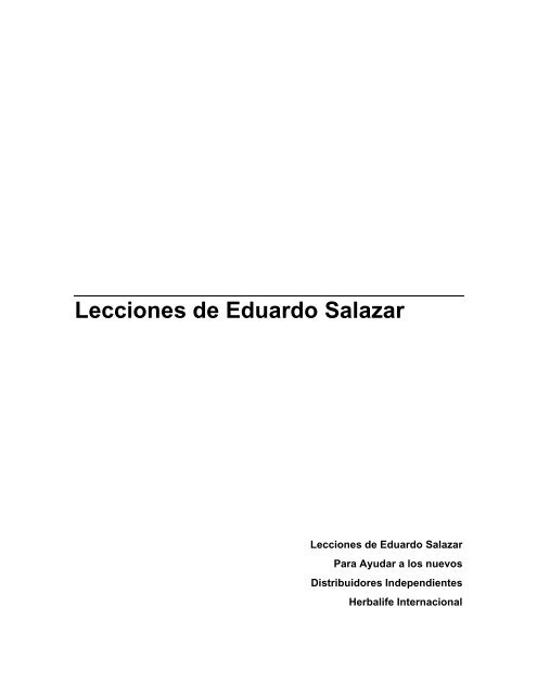 Lecciones de Eduardo Salazar - Herbalife