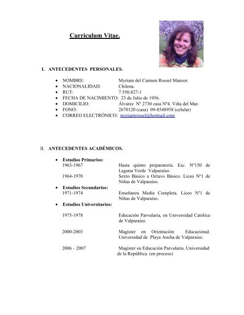 Curriculum Vitae Myriam - Red Maestros de Maestros