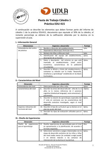 Pauta Informe Cátedra 1 - Universidad de Las Américas