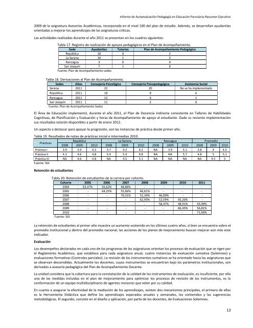 Resumen Ejecutivo IAE Pedagogía en Educación Parvularia - IPChile