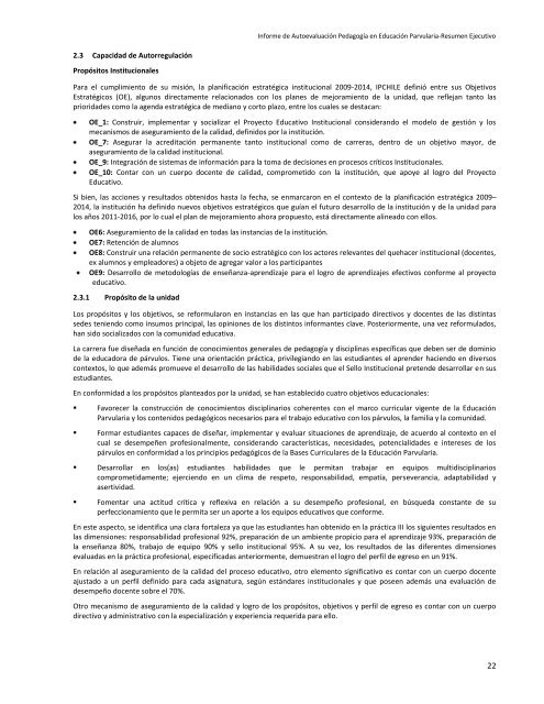 Resumen Ejecutivo IAE Pedagogía en Educación Parvularia - IPChile