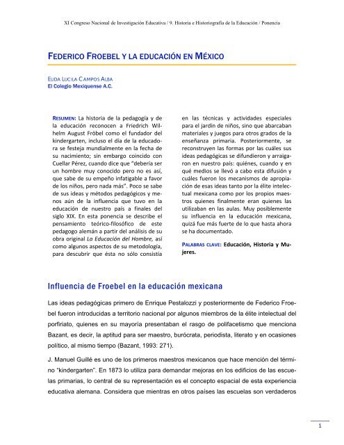 Federico Froebel y la educación en México - Consejo Mexicano de ...
