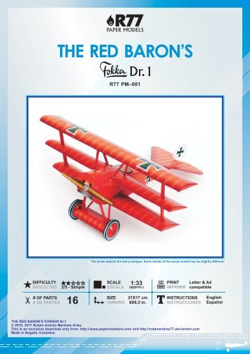 R77PM-001 - Simple Red Baron's Fokker Dr1 - deviantART