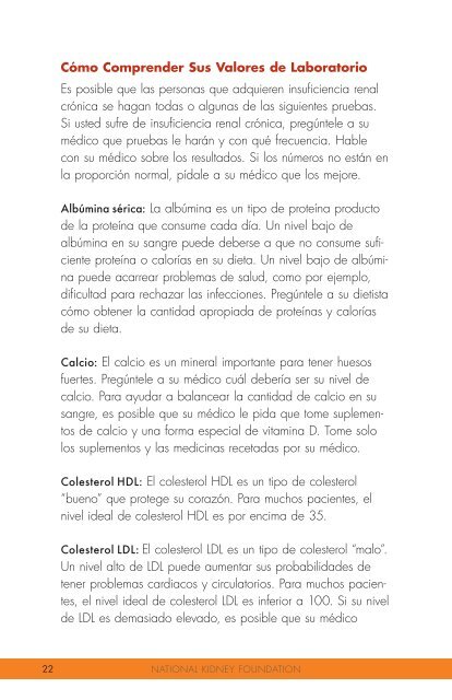 Acerca de la insuficiencia renal crónica: - National Kidney Foundation