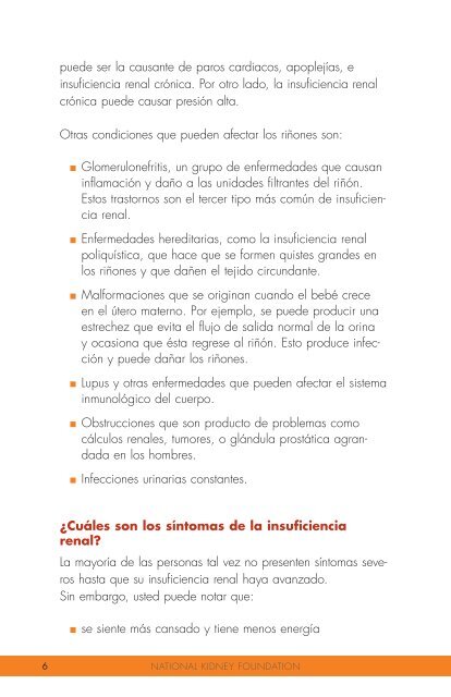 Acerca de la insuficiencia renal crónica: - National Kidney Foundation