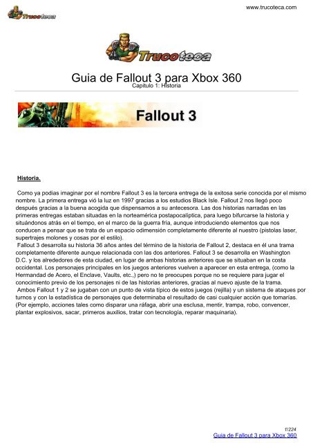 Guia de FALLOUT 3 para Xbox 360 - Trucoteca.com