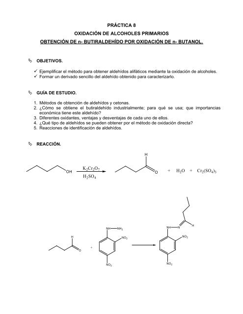 Oxidación de alcoholes primarios y secundarios - quimica organica