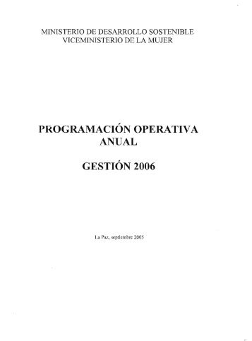 PROGRAMACIÓN OPERATIVA ANUAL GESTIÓN 2006