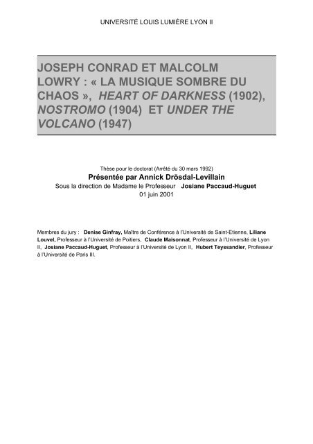 joseph conrad et malcolm lowry : « la musique ... - CongoForum