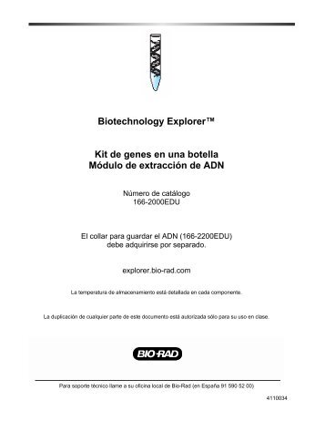 Biotechnology Explorer™ Kit de genes en una botella ... - Bio-Rad