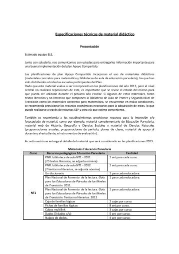 Material didáctico - especificaciones técnicas - PAC - Ministerio de ...