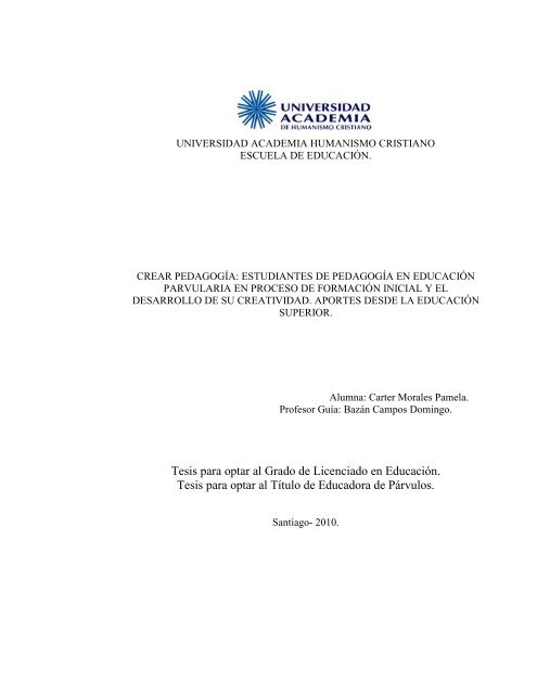 Tesis para optar al Grado de Licenciado en Educación. Tesis para ...