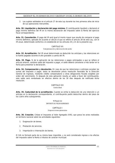 Ley No. 453, Ley de Equidad Fiscal - Dirección General de Ingresos ...