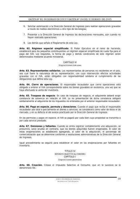 Ley No. 453, Ley de Equidad Fiscal - Dirección General de Ingresos ...