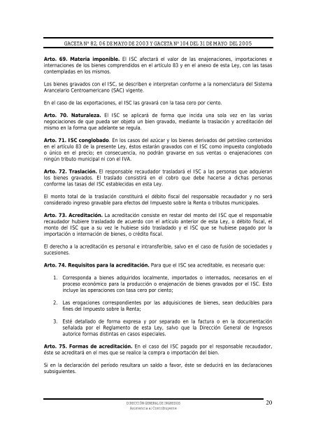 Ley No. 453, Ley de Equidad Fiscal - Dirección General de Ingresos ...