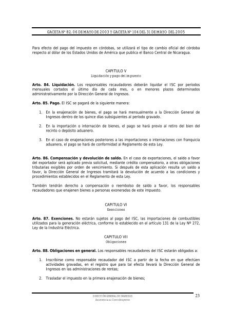 Ley No. 453, Ley de Equidad Fiscal - Dirección General de Ingresos ...