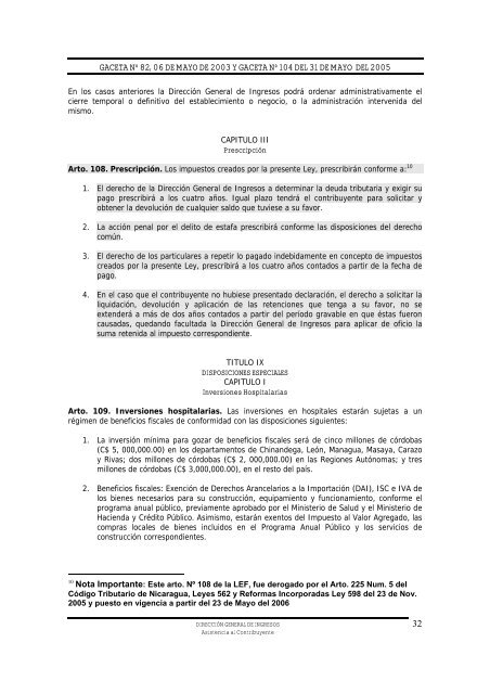 Ley No. 453, Ley de Equidad Fiscal - Dirección General de Ingresos ...