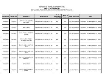 Informe de Viáticos y Transporte al 31 de marzo - Universidad ...