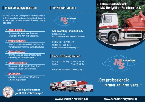 Unternehmensflyer - MS Recycling Entsorgungsfachbetrieb in ...