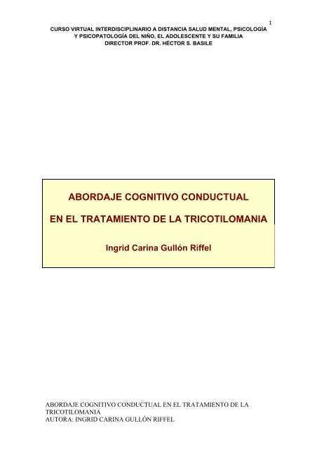 abordaje cognitivo conductual en el tratamiento de la tricotilomania